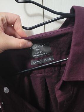 Primark 3XL Slim Fit Shirt in Deep Plum
